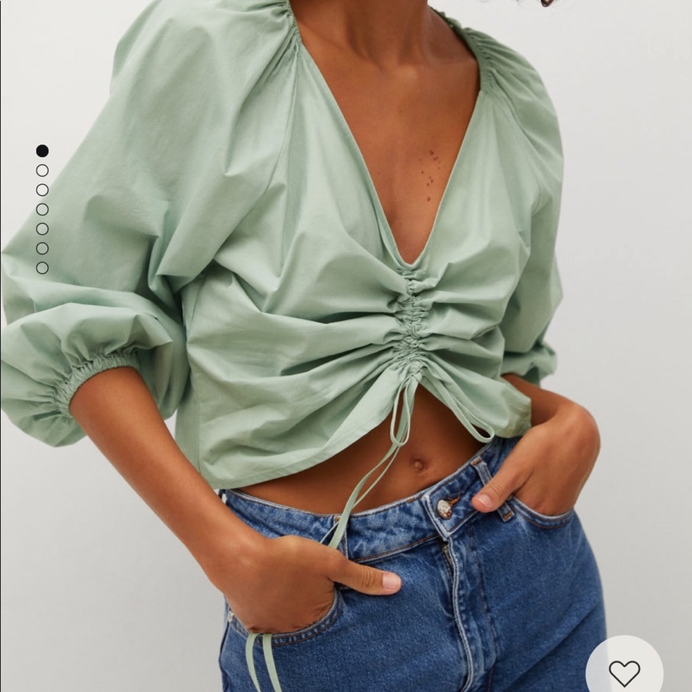 MANGO MNG NWT Cotton blouse with ruched detail